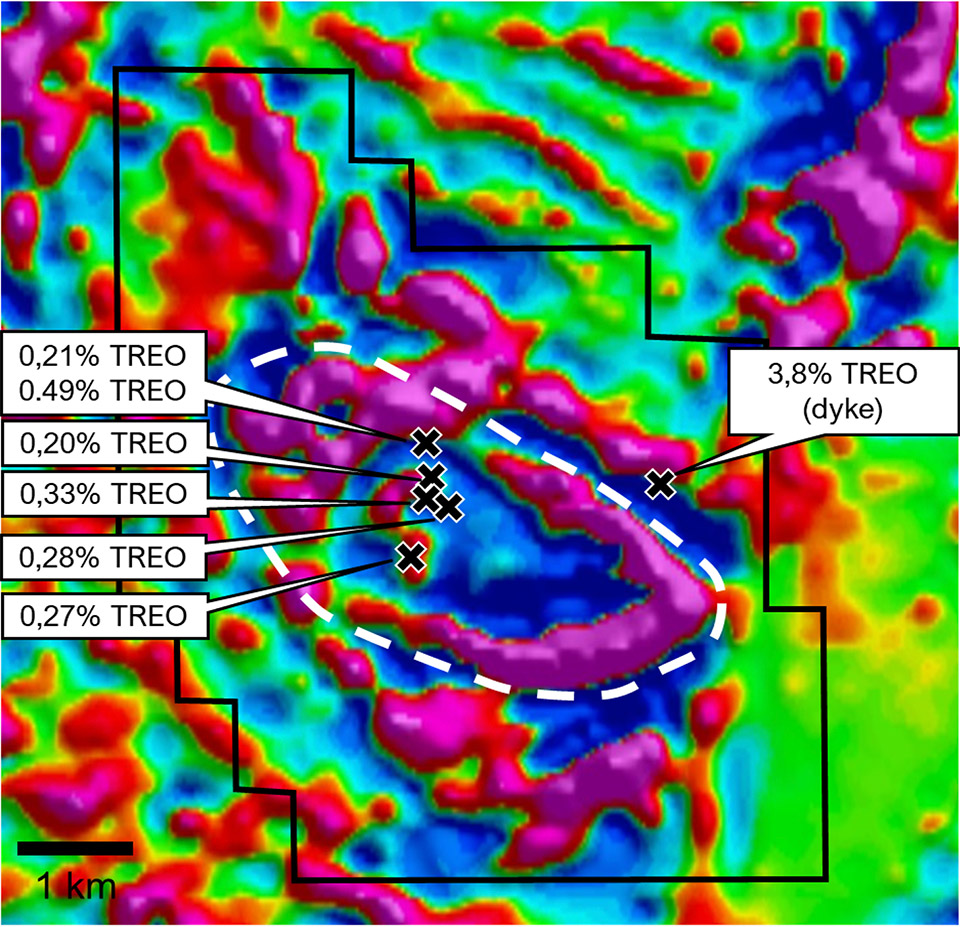 Figure 2 – Lynx REE Project, including 6km by 2km plug in white outline